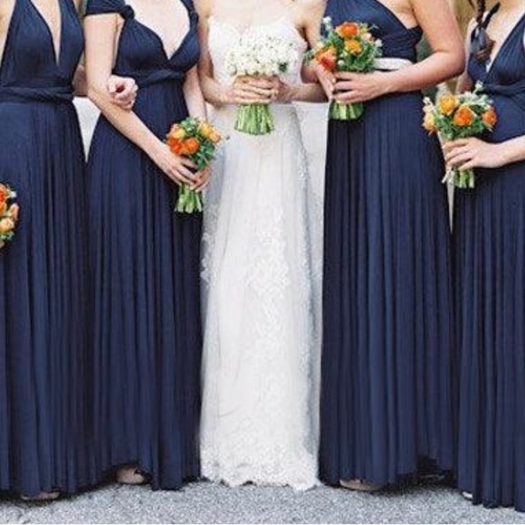 Floor length navy infinity dress with bandeau - Picture 5 of 6